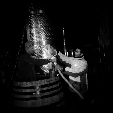 Moving wine with gravity and headlamps