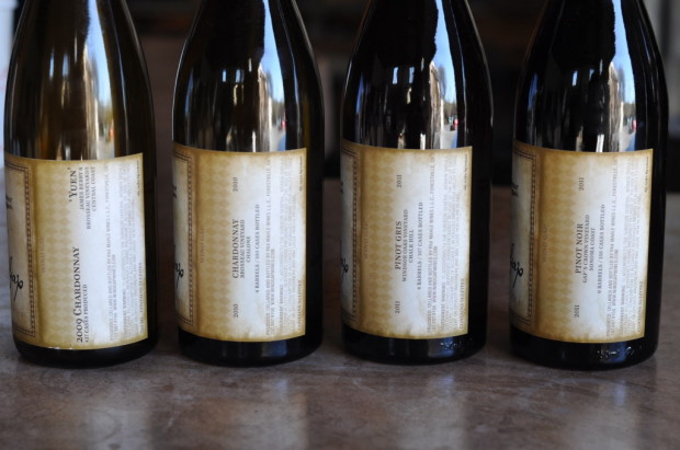Chardonnays, including an old vine bottling, Pinot Gris, and Pinot Noir