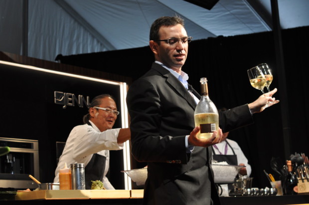 Panaiotis discusses the history of Ruinart w Morimoto's help